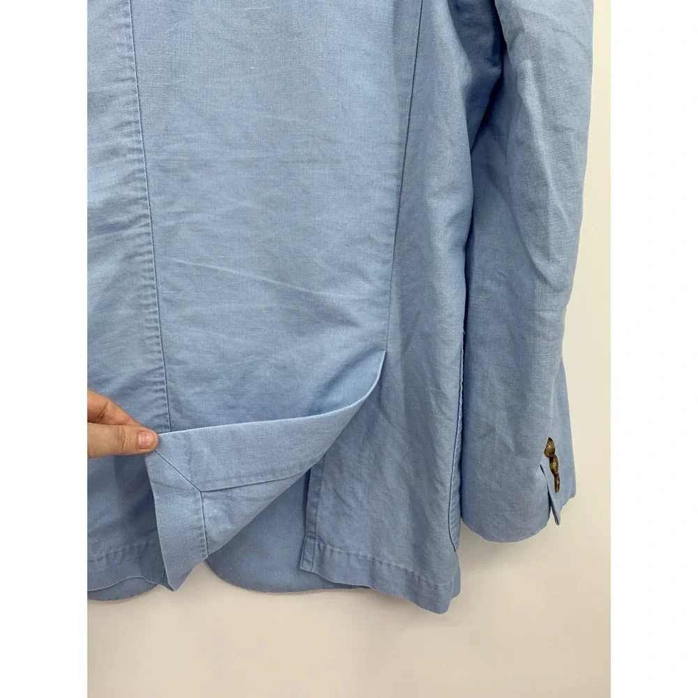Peter Millar Blazer Mens Medium Blue Linen Cotton Unstructured Sport Coat Summer